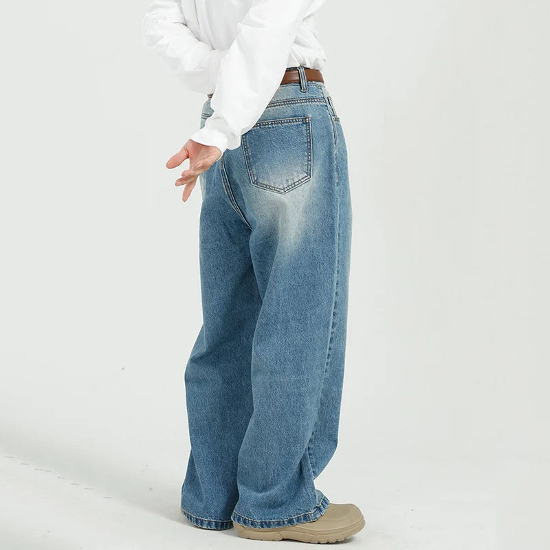 IEFB High Street Men's Denim Pants Washed Worn-out Casual Bottom Straight Loose Wide Leg Male Jeans New Trendy Streetwear 9A0675 3
