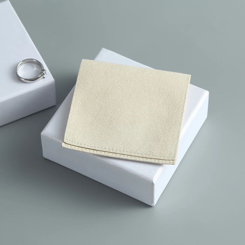 DIY Bag Fashion Beige Microfiber Jewelry Suede Velvet Jewelry Bags Small Envelope Jewelry Packaging Bulk for Party Decoraction