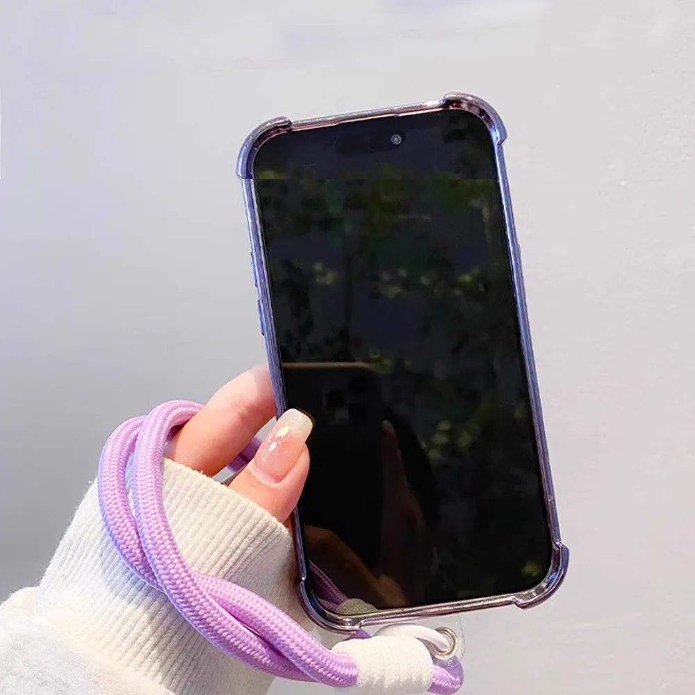 Luxury Shockproof Lanyard Rope Silicone Transparent Phone Case