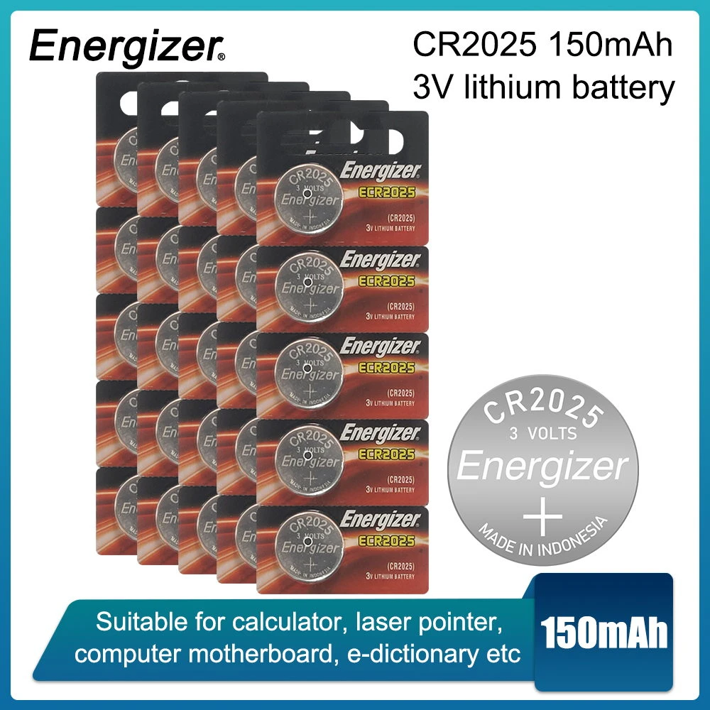 Original Energizer CR2025 DL2025 DLCR 2025 3V Lithium Batteries For Watch Toys Calculator Weight Scale Button Cell Battery battery packs