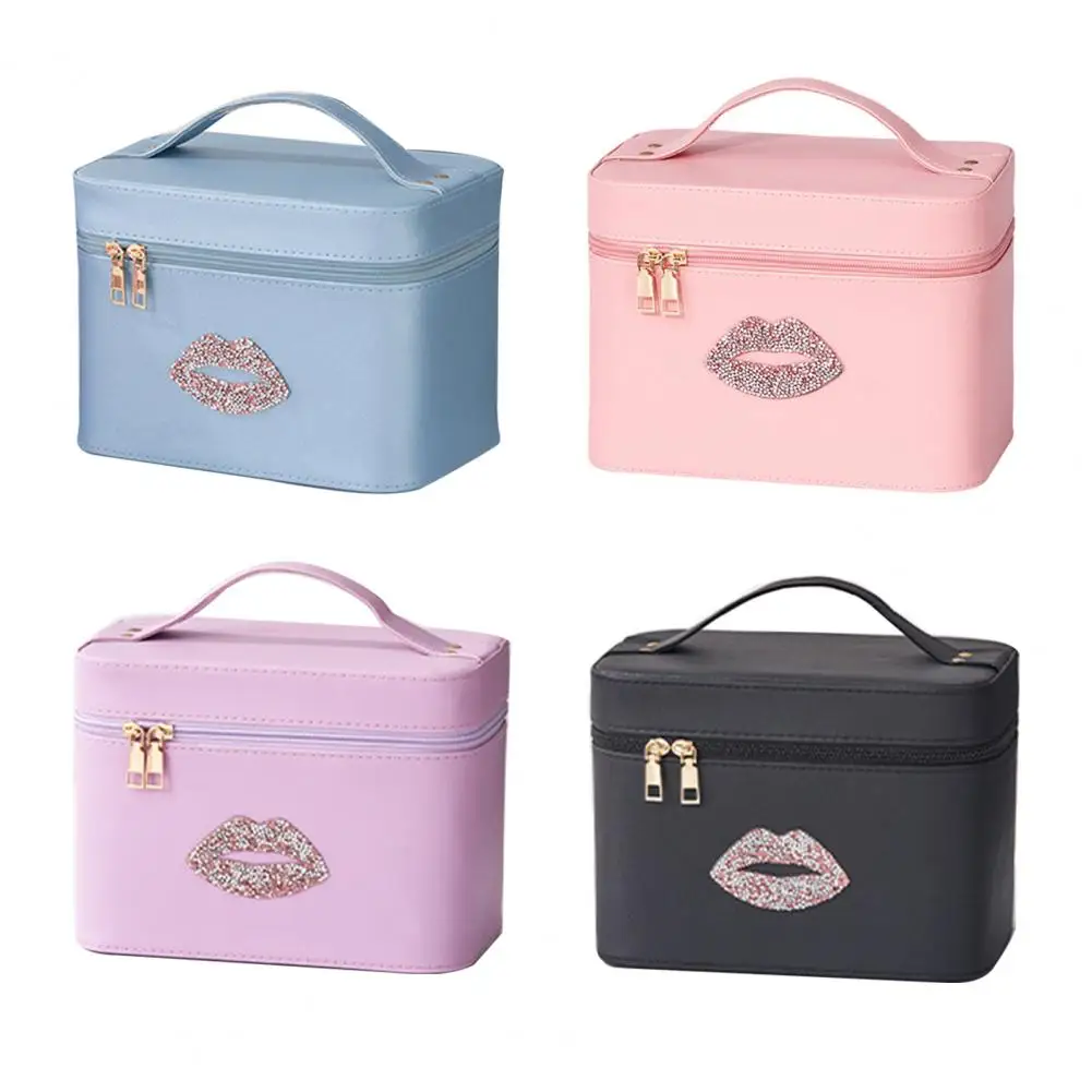 Travel Makeup Bag with LED Lighted Mirror Large Capacity Zipper Closure Handle Design Portable Cosmetic Makeup Organizer Bag 6