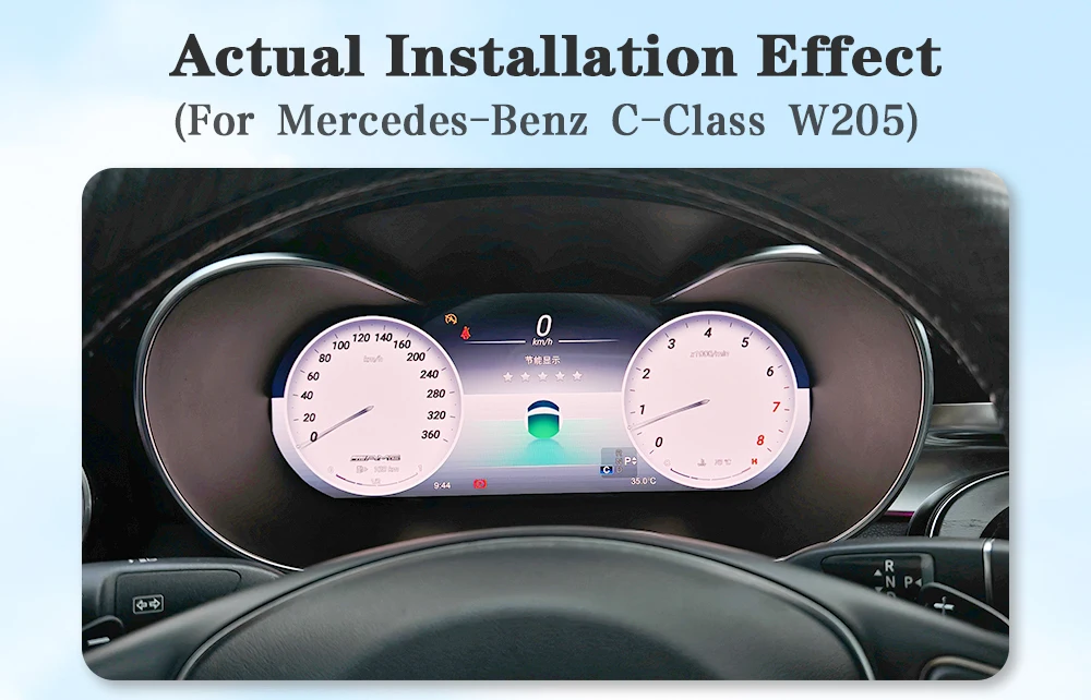 AUTOTOP 12.3" LCD Dashboard Panel Digital Instrument Gauge for Mercedes Benz C-Class W204 NTG 4.0 2008-2011 Odometer Tachometer