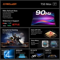 【NEW】Teclast T50 Max Android 14 Tablet 11" FHD+ 90Hz Display TÜV Rheinland MediaTek G99 8GB RAM 256GB ROM 8000mAh 18W 4G LTE Tab 2