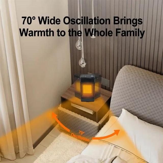 LED Touch Screen PTC Ceramic Heating Technology Electric Upright with Remote Control Home 3 Speed ​​Heater Fan Desktop Heater 3