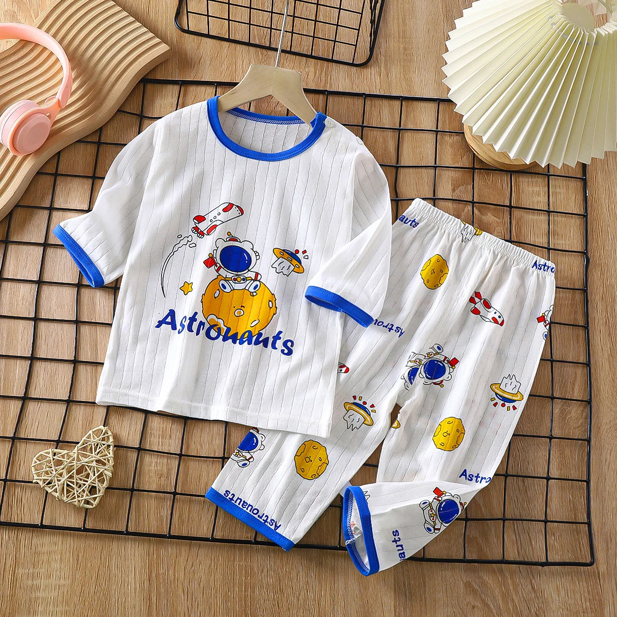 2025 Summer New Children Home Clothes Set Boys Girls Long-sleeved Pajamas Thin Section Kids clothing Baby Clohtes 4