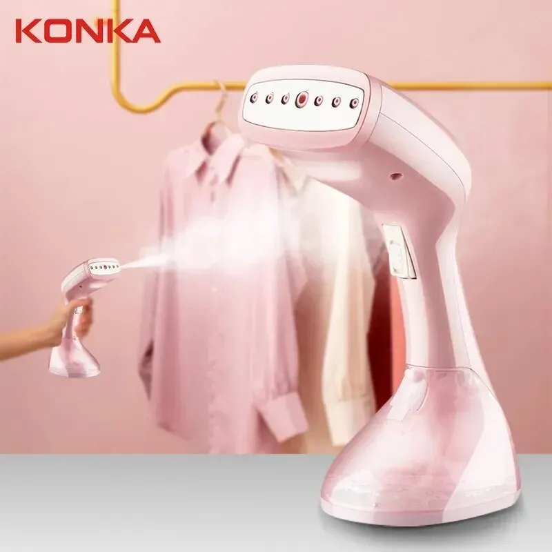 Konka Handheld Garment Steamer Pink Stiring For Clothes 250Ml Portable Home & Travel 15S Fast-Heat Household Fabric Steam