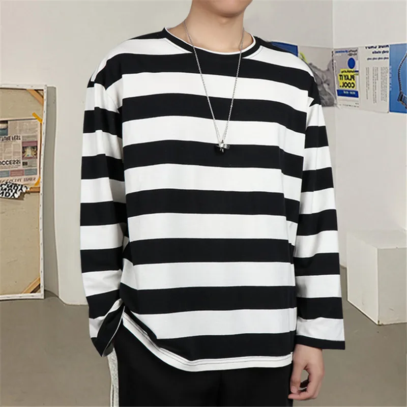 Harajuku Striped Shirts Women Long-Sleeved Spring Loose