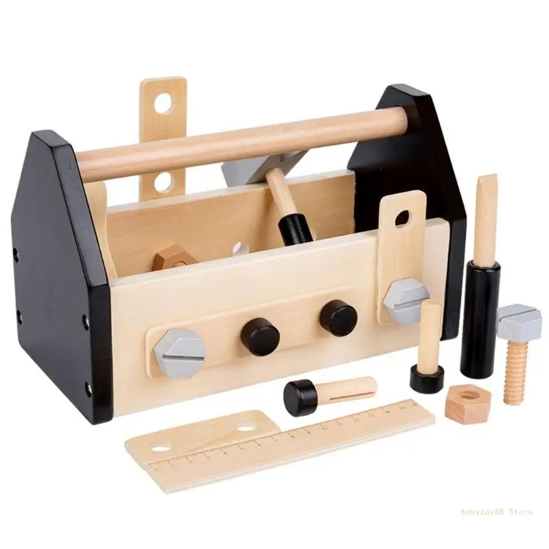 

Y4UD Kids Toy Wooden Repair Tool Developmental Carpenter Pretend-Play Toy Children Hand Eye Coordination Toy