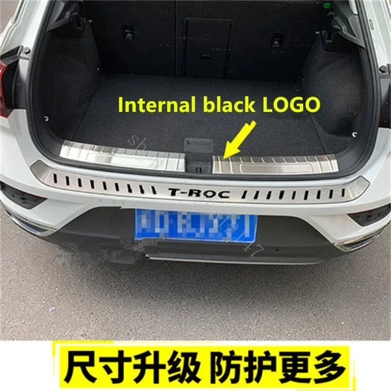 

for VW Volkswagen T-ROC TROC 2017 2018-2021 Rear Bumper Protector Step Panel Boot Cover Sill Plate Trunk Trim Car Accessories
