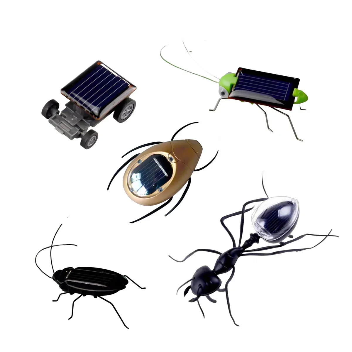 Grasshopper Toy Solar Robot Kit Solar Hummingbird Toy Solar Shark Toy Solar Flower Pot Toy Solar Plane Toy Solar Powered Spiders Crabs Ants Toys Simulation Insects Solar Powered Toys Children Cognitive Teaching Insect Model