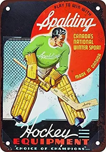 

Metal Tin Sign 1940 Spalding Hockey Equipment Vintage Look Reproduction Retro Decor-Metal Tin Signs, Home Kitchen Wall Retro Po