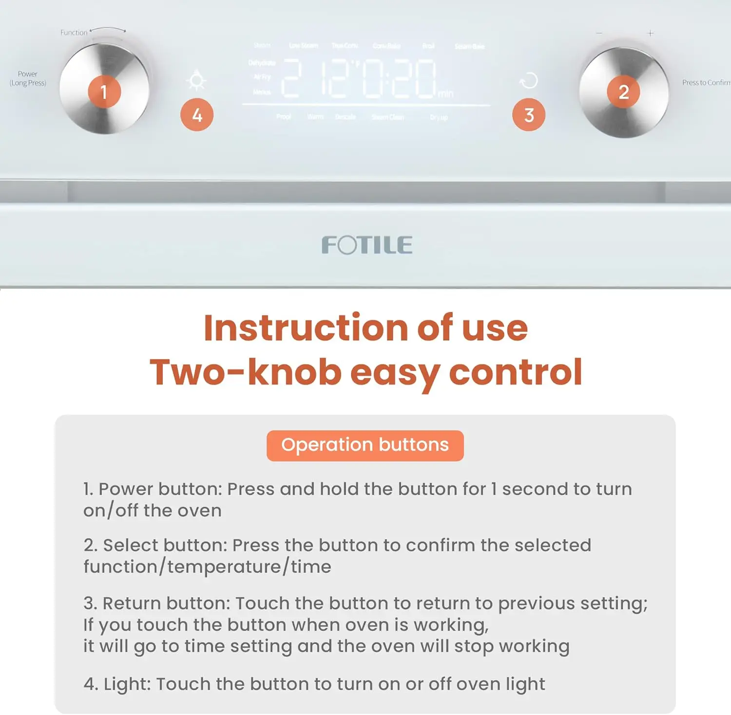 4-in-1 Countertop Convection Steam Oven, Air Fryer, Dehydrator with True Convection Bake 6