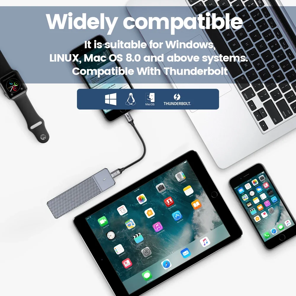 JEYI M.2 SSD Enclosure NVMe SATA Dual Protocols SSD Case USB 3.2 10Gbps PCIe Adapter External Enclosure Supports M and B&M Keys external hard drive case ssd enclosure hard drive enclosure hard disk case external hard drive box hdd case enclosure