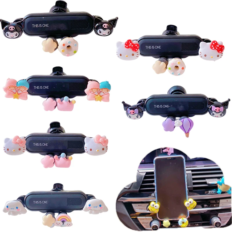 

Мультяшный Sanrioed Hello Kitty Kuromi, автомобильный штатив, милая плюшевая кукла, игрушка, мелодия, автомобильный держатель для вентиляционного отверстия
