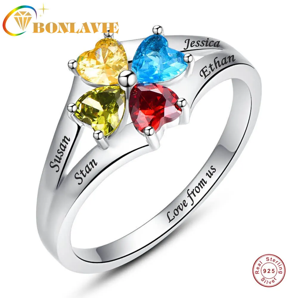 

Серебряное кольцо BONLAVIE 925 пробы с фианитами, 4 цвета