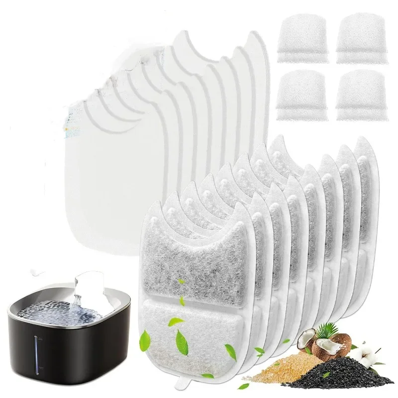 Filters + Sponges Replacement 5/8 Pack Pet Water Fountain Filter for 4L Wilreless Stainless Steel Cat Drinking Water Dispenser pet water fountain pet water dispenser water dispenser filter pet fountain filter