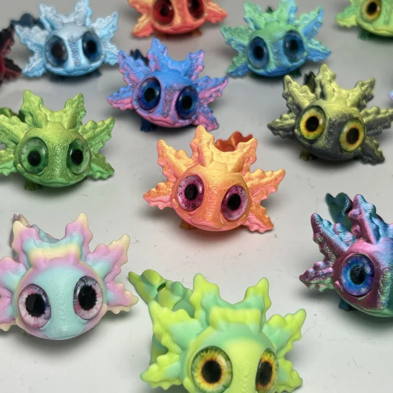 3D Printed Movable Salamander Figures - Fun Animal Toys with Big Eyes