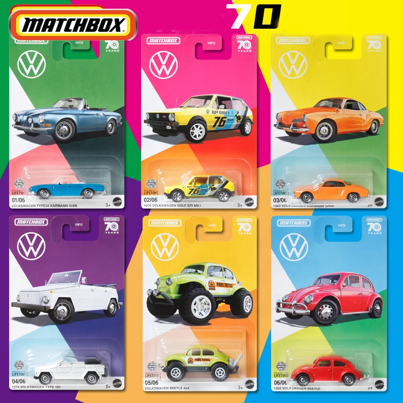 Genuine Matchbox Car 70 Years Special Edition Carro Diecast 1:64 Volkswagen Beetle Kids Boys Toys for Children Birthday Gift