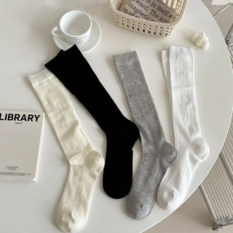 Women Stockings Lolita Long Socks JK Sweet Girls Stocking Japanese Style Solid Color Knee Socks Stockings Female Spring Summer 6