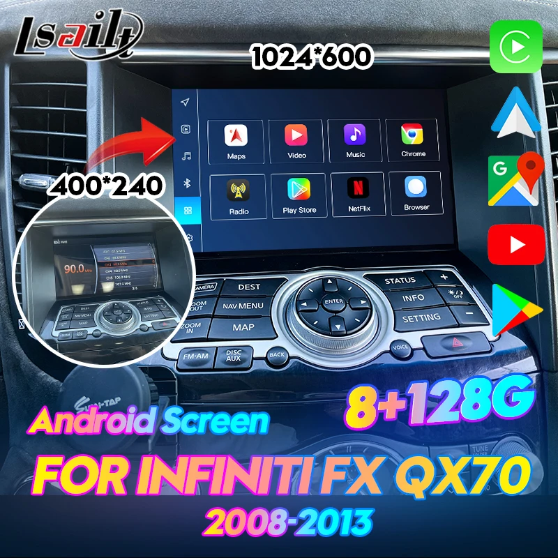 

Lsailt 8 Inches Qualcomm Android Screen for Infiniti FX50 FX35 FX37 QX70 Multimedia Player,8+128G