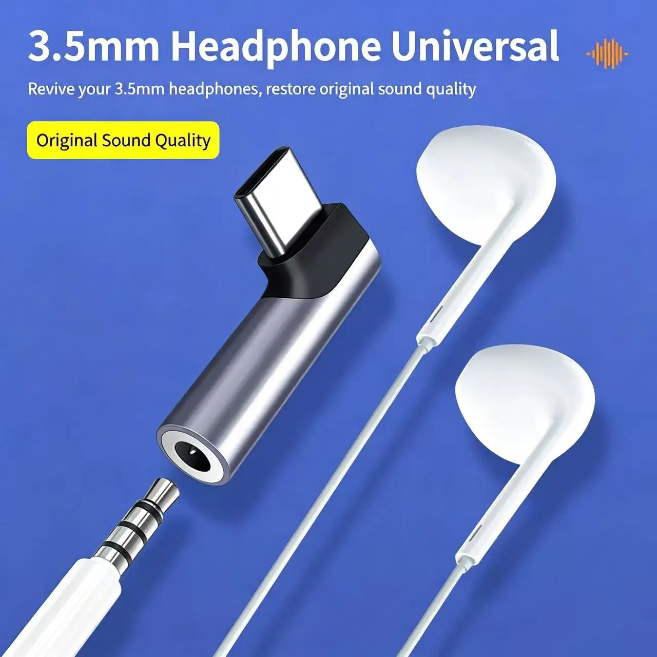 타입-C 오디오 어댑터 - 타입 C에서 3.5mm 헤드폰 어댑터로 변환, 타입 C 인터페이스 휴대폰에 적합