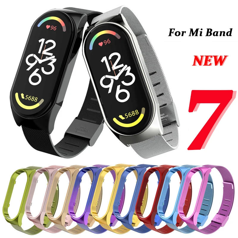 Straps for Mi Band 7 Plastic Shell Metal Milanese Bracelet Wristband for Xiaomi Mi Band 7 Straps For Miband 7