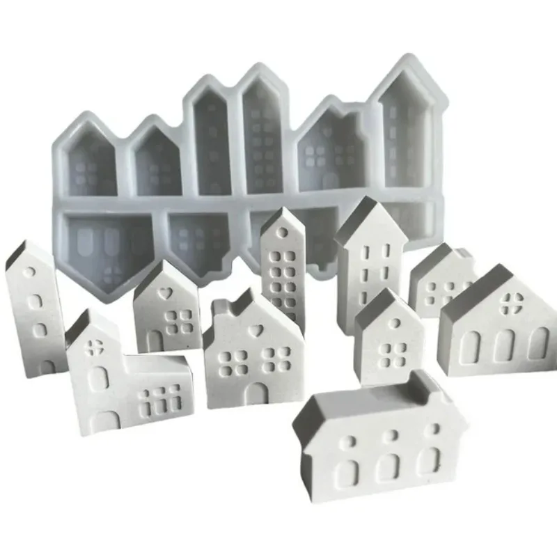 Versatile Christmas House Mold with European Design Suitable for DIY Epoxy Resin Casting Gypsum Projects Aromatherapy Creations