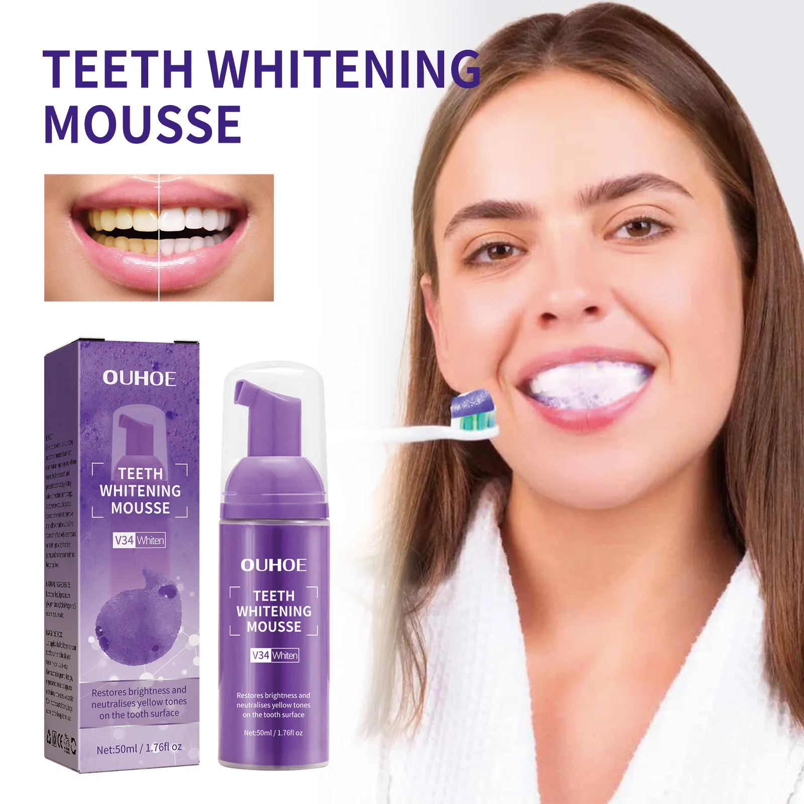

5/1/pcs Teeth Whitening Mousse Deep Cleaning Cigarette Stains Repair Bright Neutralizes Yellow Tones Dental Plaque Fresh Breath