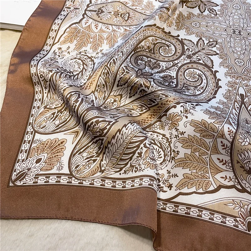 Vintage-Bandana-Schal mit Paisley-Aufdruck, leicht, weicher Satin, stilvoller, vielseitiger Halstuch für Damen, Haarbänder, Kopftuch – Detail 7