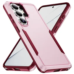 Luxury Shockproof Armor Phone Case - Rugged Hard Back Cover - S26 5G (KTZ - Pink Rose Red)