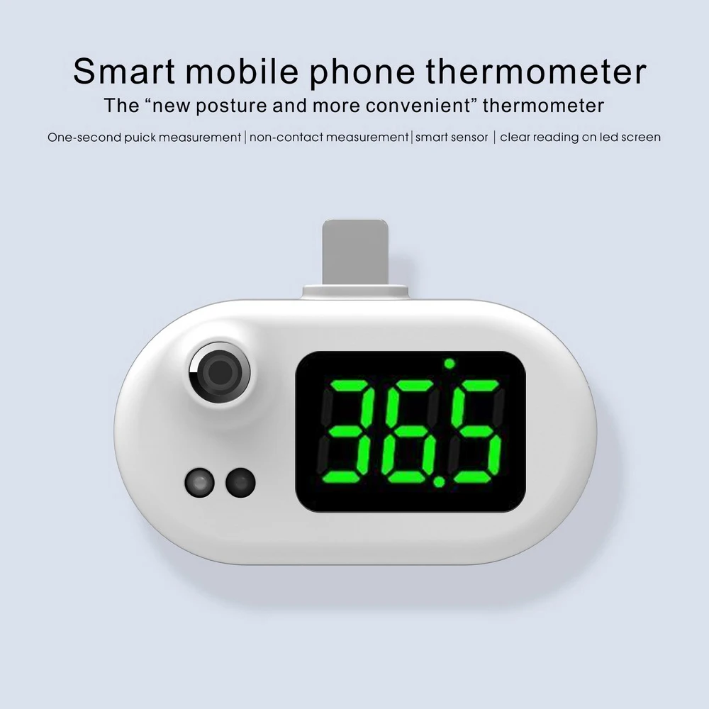 

USB Smart Thermometer LED Display Mini Cell Phone Infrared Thermometer Type-C/Apple Plug Temperature Measuring Treasure