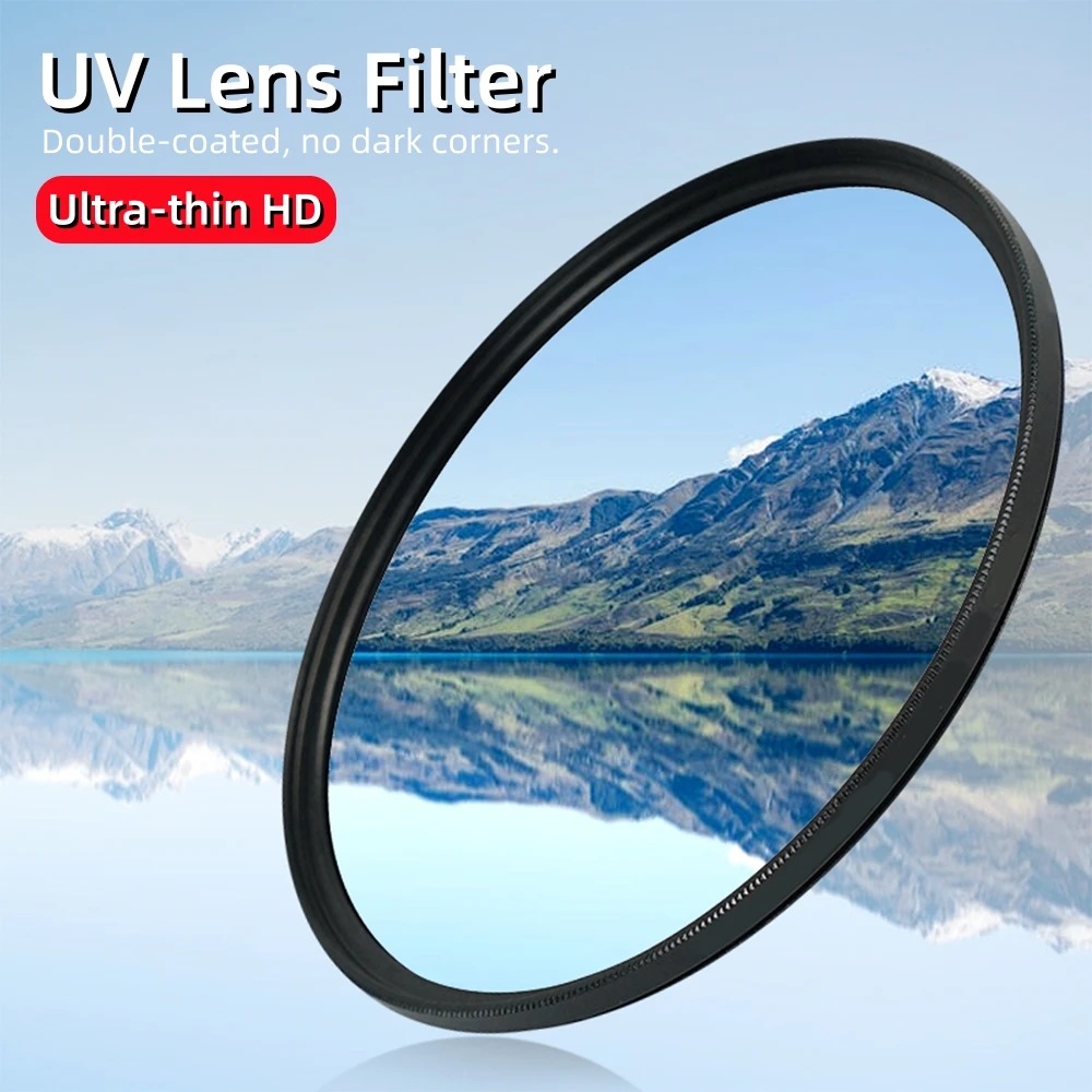 Filtre ND gradué 40.5-82mm monté sur un objectif, réduisant la lumière pour des effets créatifs en photographie de paysage.