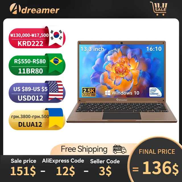 Adreamer Leobook 13 Laptop 13 3 Inch Intel Celeron N4020 8gb Ram 1t Ssd Windows 10.png