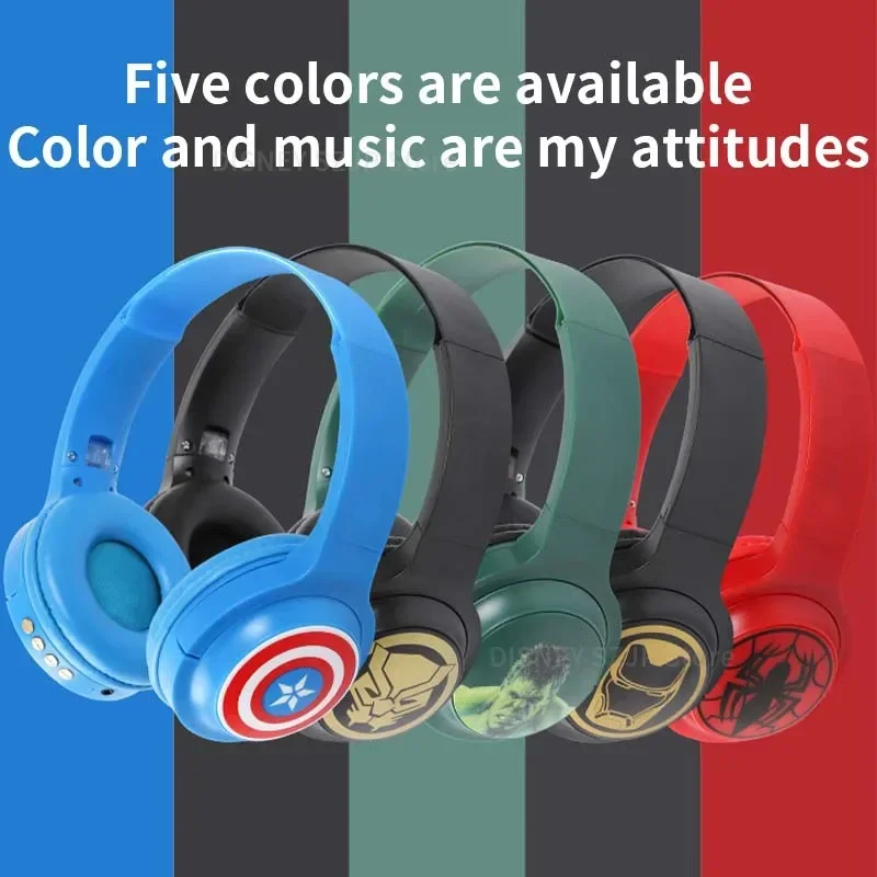 Disney Elsa Marvel Wireless Bluetooth Headphones HIFI Surround Sound Foldable Laptop Headsets with Mic for Kids Anime Cartoon