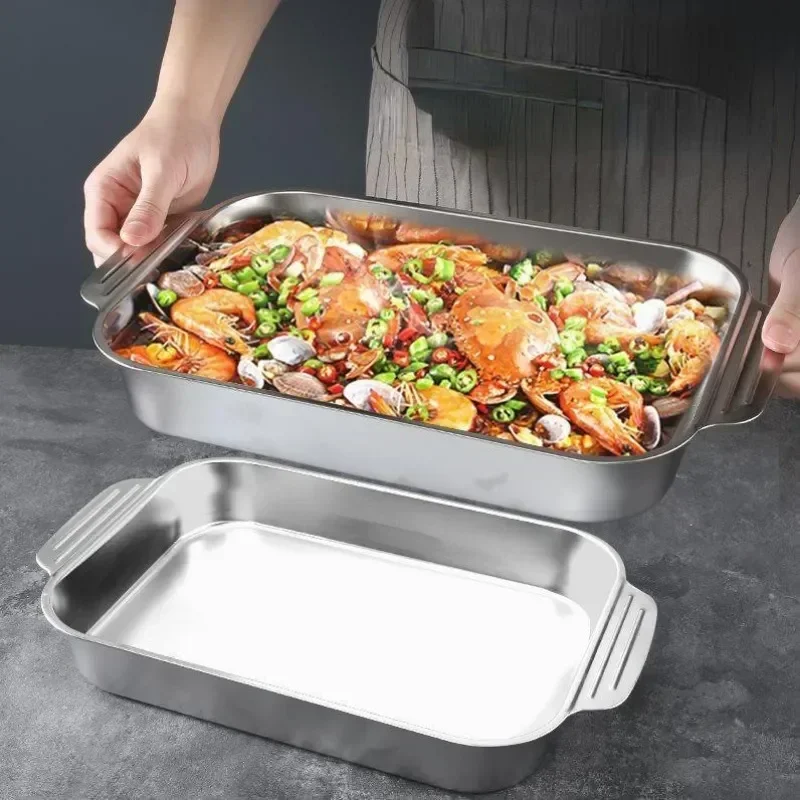 

Жареная газовая тарелка из нержавеющей стали для морепродуктов, поднос для блюд, рыба, говядина, барбекю, стальная плита, большая Индукционная глубокая еда