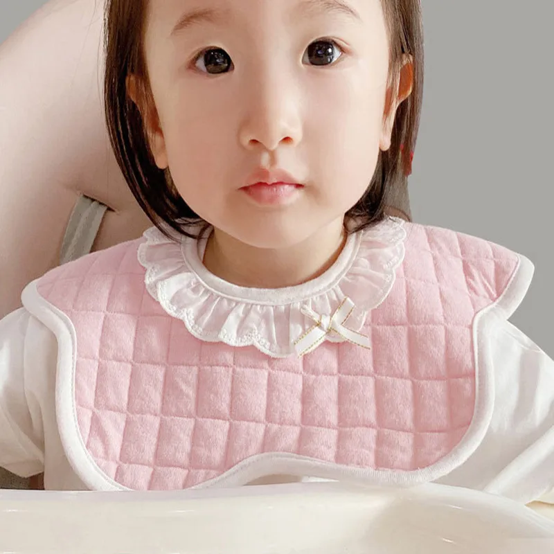 Baby Bibs Princess Pink Lace Drool Bibs Soft Skin friendly Waterproof Warm Baby Collar Bib Baby