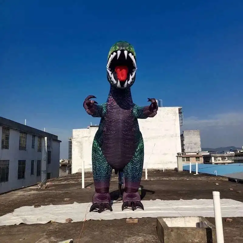 Giocattolo del drago Iatable blu modello di dinosauro con ventilatore - immagine 5