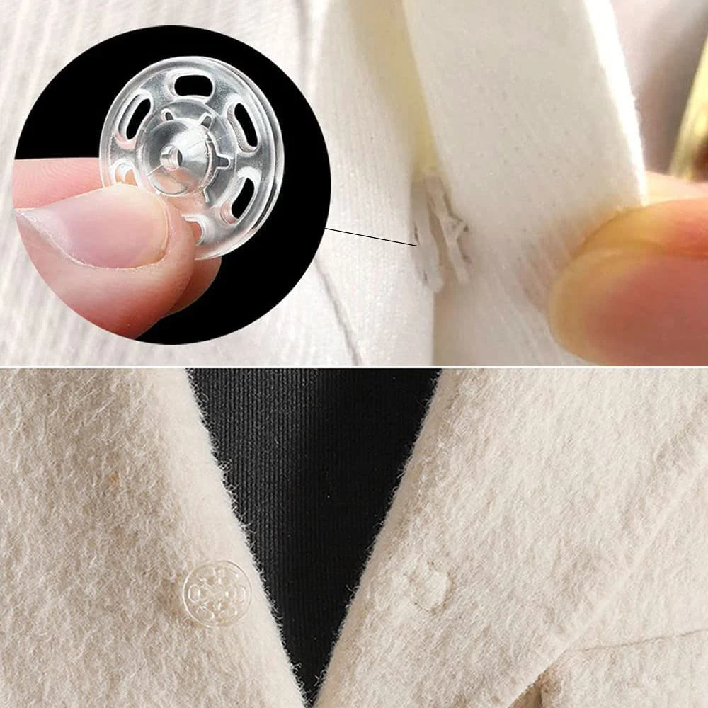 30 Pairs 7/10/15mm Plastic Sew-on Snap Buttons Invisible Snap Fasteners Buttons Round Clear Press Button for Sewing Clothing DIY 4