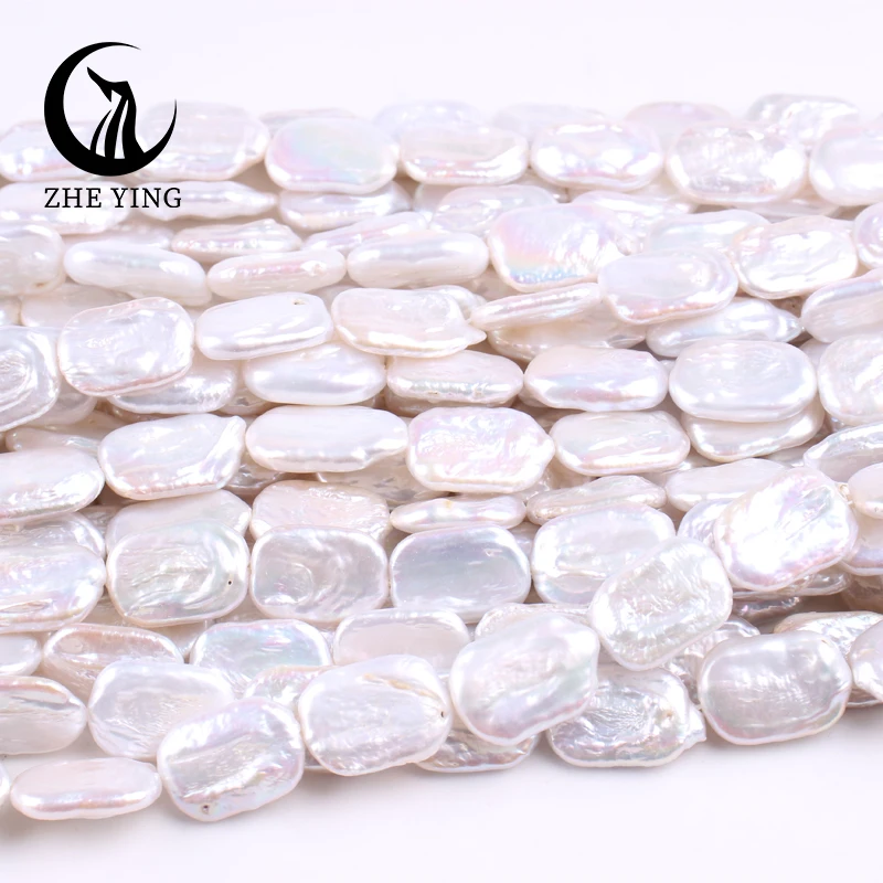 New 4A+ Irregular Natural Freshwater Pearl Beads Baroque White Rectangular Loose Spacer Bead For Jewelry Making DIY Necklace 15