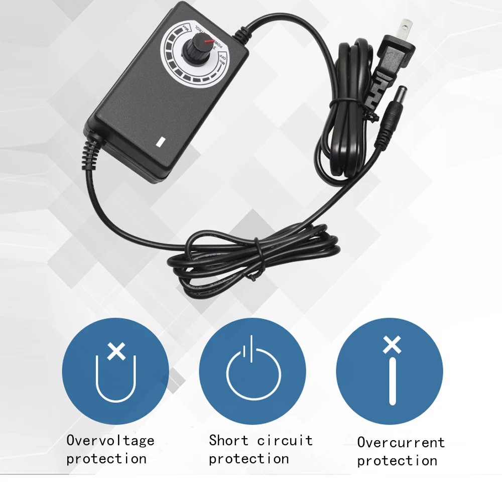 3-12V 2A Adjustable Power Supply LED Dimming Fan Stepless Speed Control Adapter DC 5.5*2.5mm Port Plug Charger