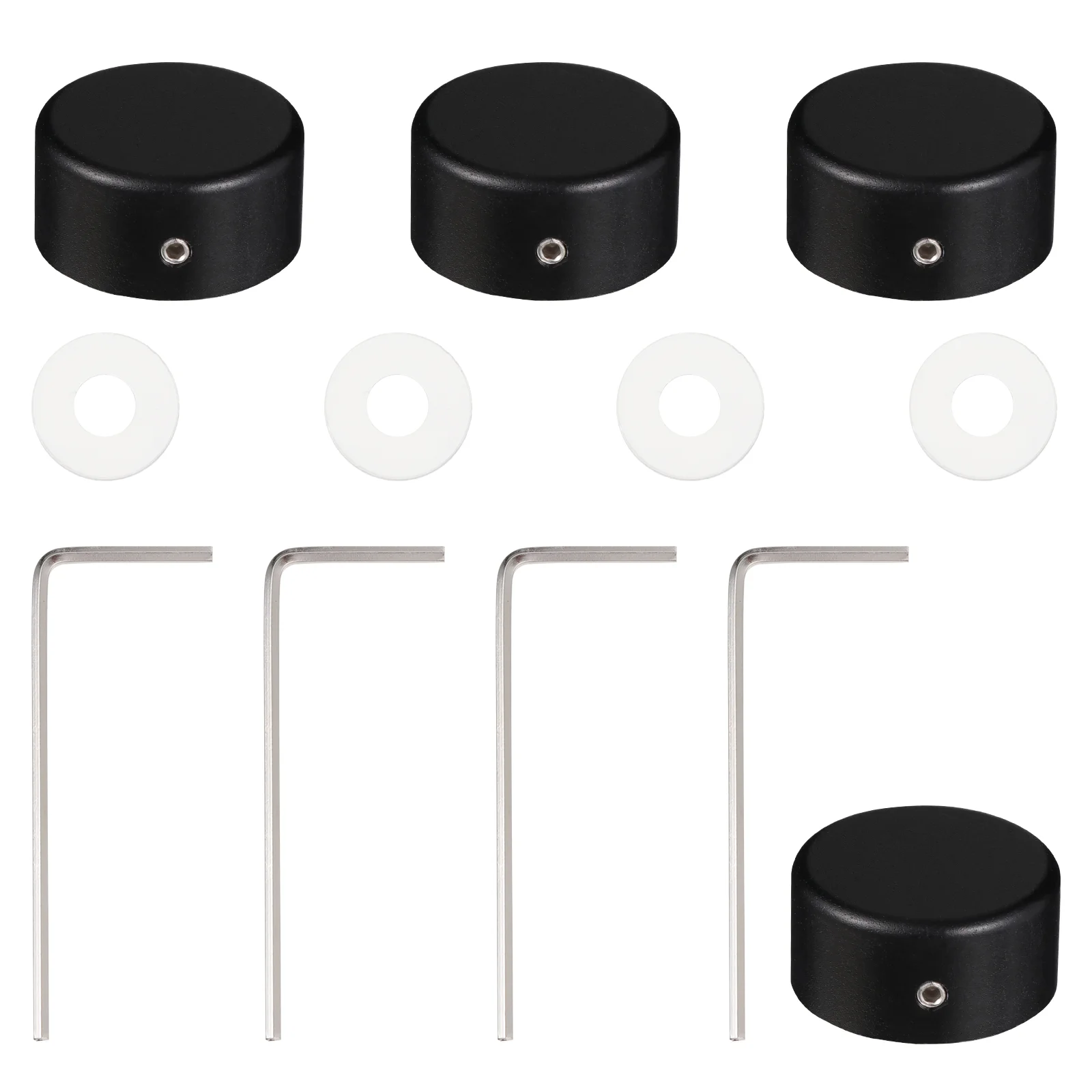 

4 Sets Footswitch Topper with Screws Pads Guitar Effect Footswitch Topper Nail Cap Pedal Topper Metal Pedal Button