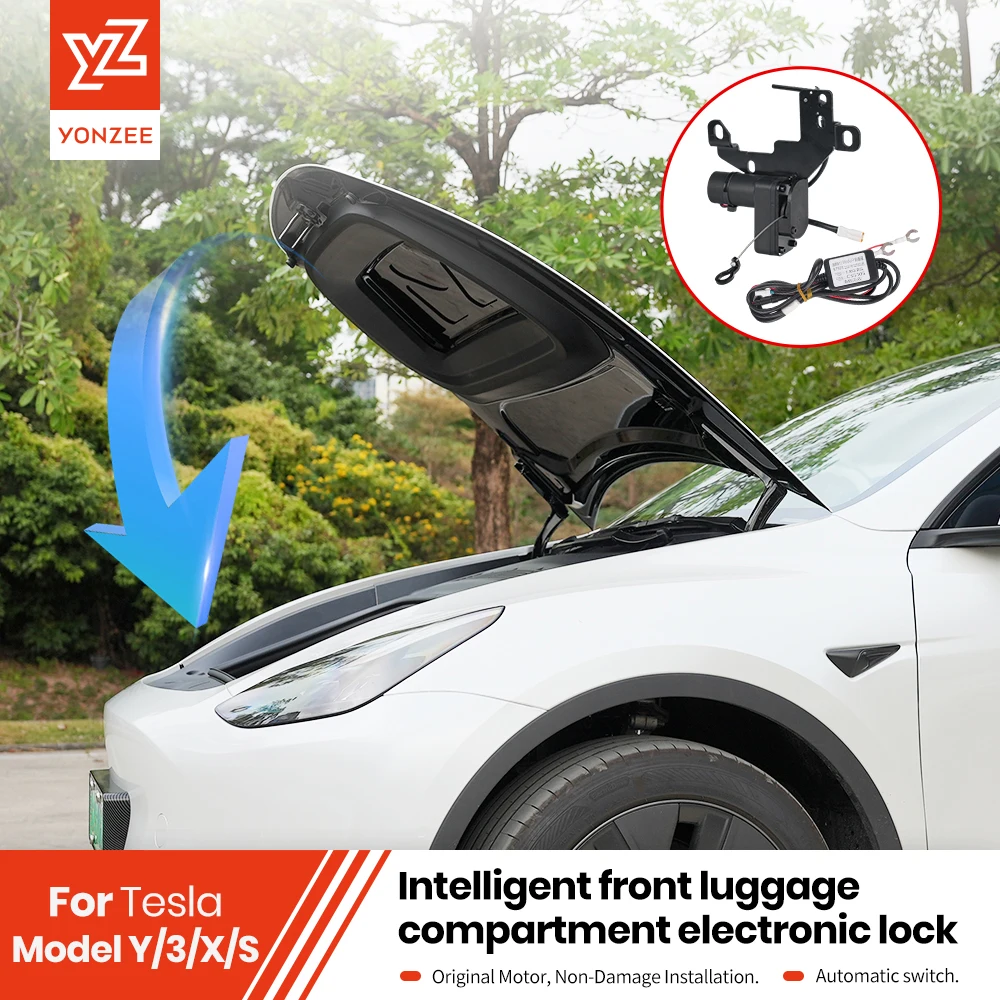 

YZ Front Spare Box Electric Lock Soft-closing for Tesla Model 3 Y X S 2021-2024 Automatic Adsorption Easy Installation accessory