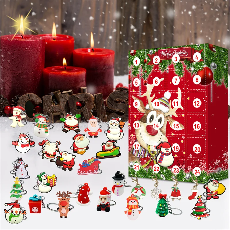 

Merry Christmas Advent Calendar Countdown Calendar 24 Christmas Keychains Christmas Tree Decorations Pendant Kids Christmas Gift