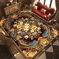 European Flower Large Size Carpet Living Room Decoration Luxury Floor Mats Non-slip Bedroom Rugs Washable Home Lounge Mat 러그 1