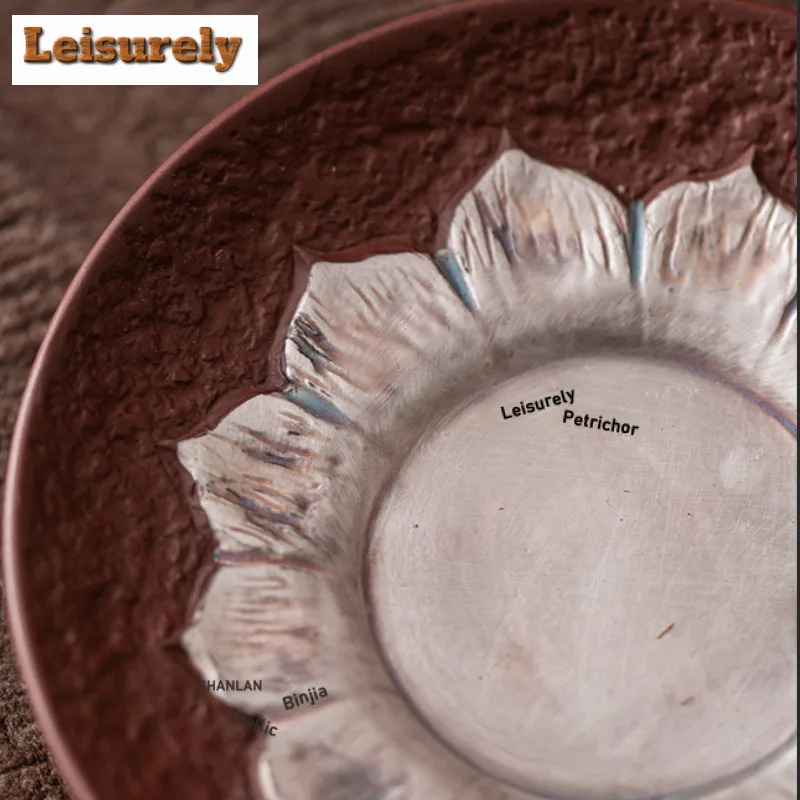 120ML Sier-plated Clear Lotus Gaiwan Zen Tea Tureen Household Tea Bowl With Lid Kit Tea Brewing Cover Bowl Drinkware Ornaments