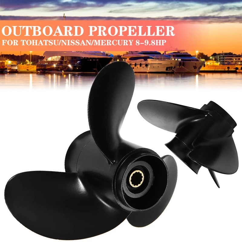 

3B2-64515-0 Outboard Propeller 8.5 x 7.5 For Tohatsu/Nissan/Mercury 8-9.8HP R-Rotation Aluminum Alloy 3 Blades 12 Spline Tooth