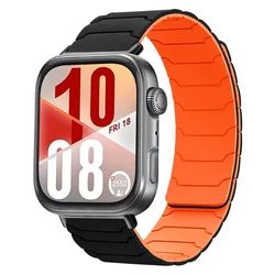 Sport Silicone Magnetic Replacement Strap for Huawei Watch Fit 4 (Black Orange)