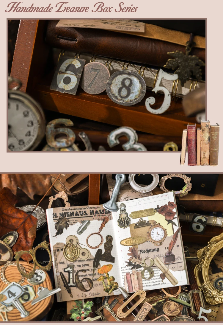 20 Stück/Packung Vintage Schatzkiste Aufkleber Dekorative DIY Scrapbooking Materialien Kunst Collage Briefpapier Ästhetik Aufkleber – Detail 7