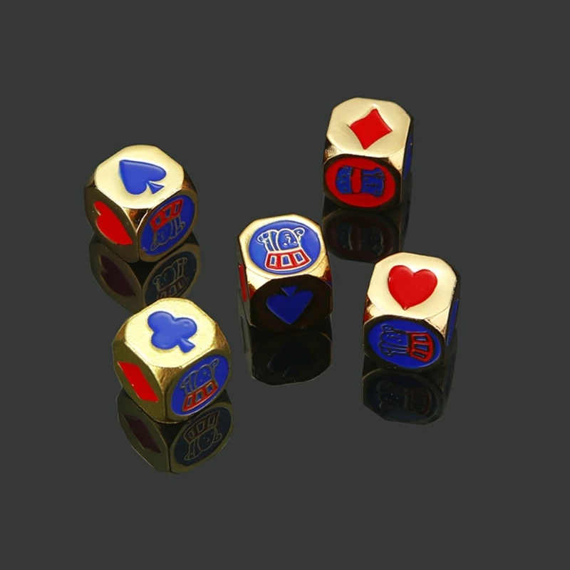

4 Pieces Table Game Dice Gold Dices Solid Metal Dices Poker Games Dices for Men