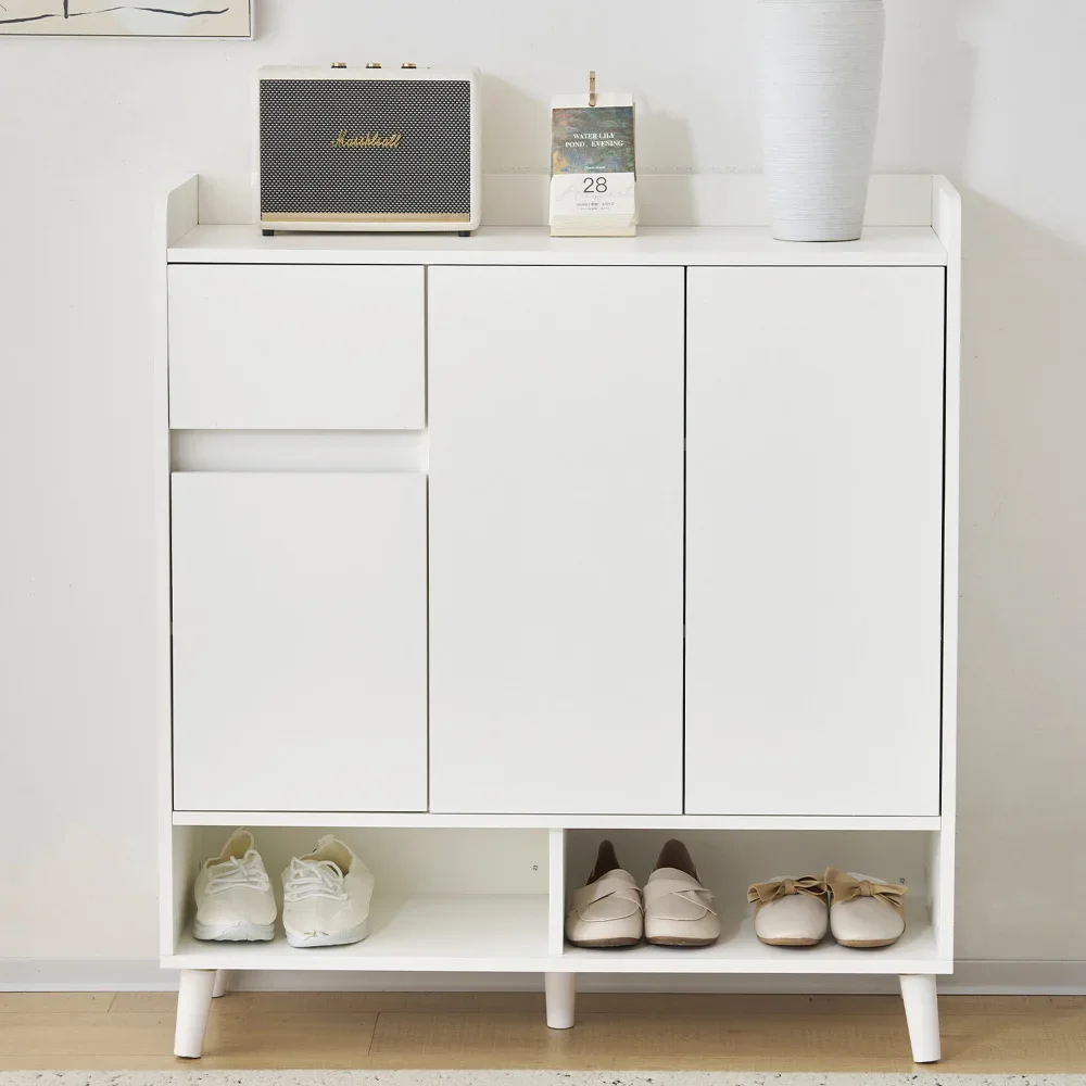Mehrzweck-Sideboard-Schuhschrank mit Schubladen – großer Stauraum, 4-türiges Design für Esszimmer und Wohnzimmer, Heim-Organizer – Detail 16